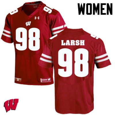 Women's Wisconsin Badgers NCAA #98 Collin Larsh Red Authentic Under Armour Stitched College Football Jersey PE31J68KH